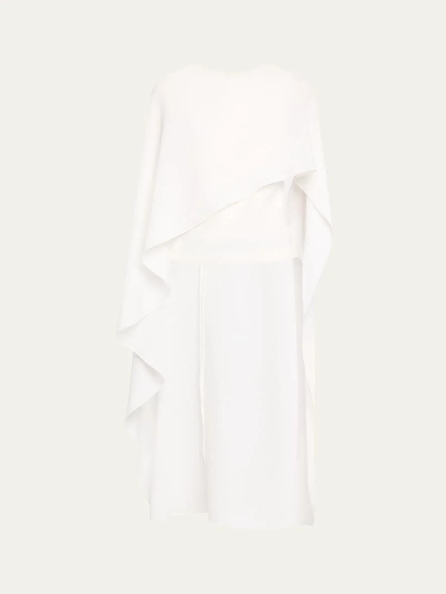 Asymmetric Satin Crepe Cape Top - 1