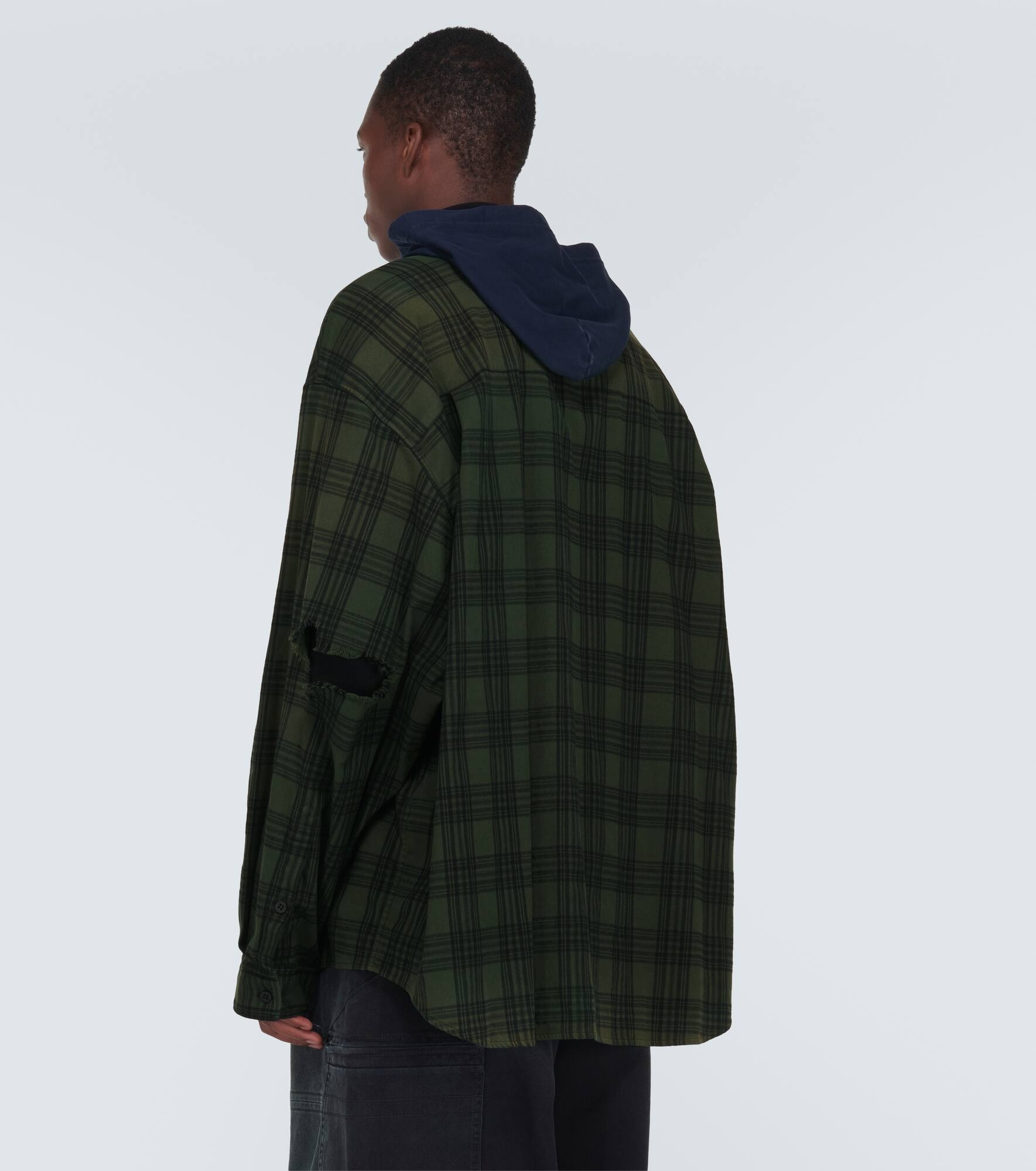 Oversized checked cotton-blend shirt - 4