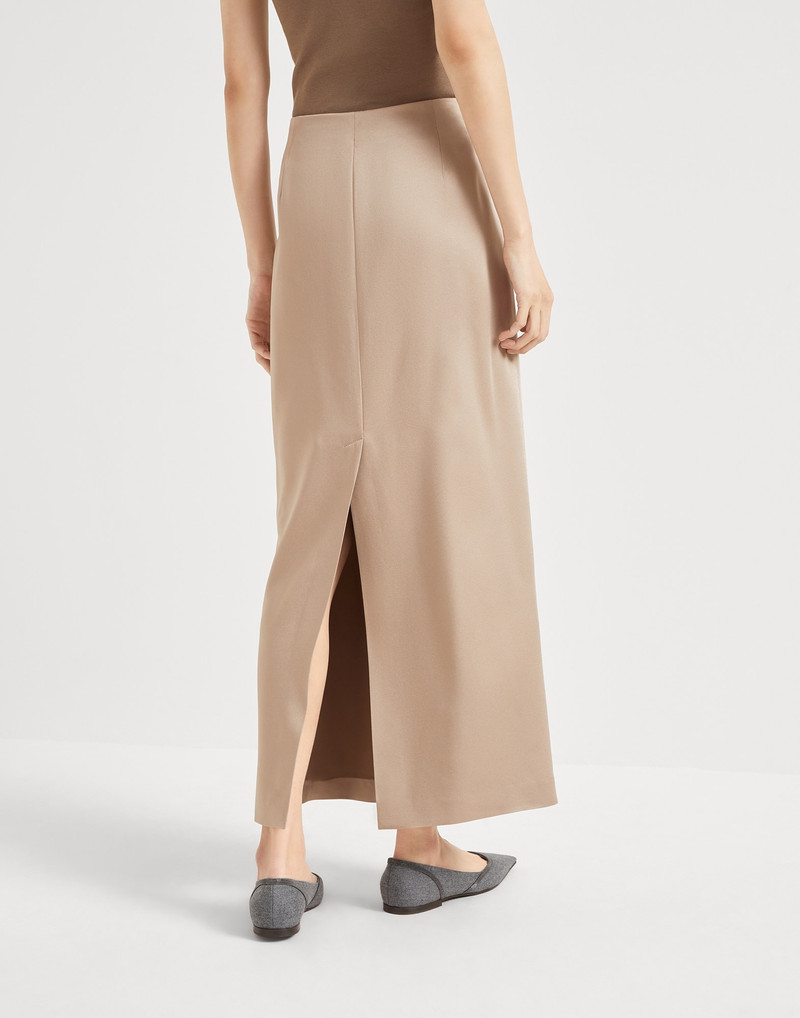 Brunello Cucinelli Satin cady long column skirt outlook