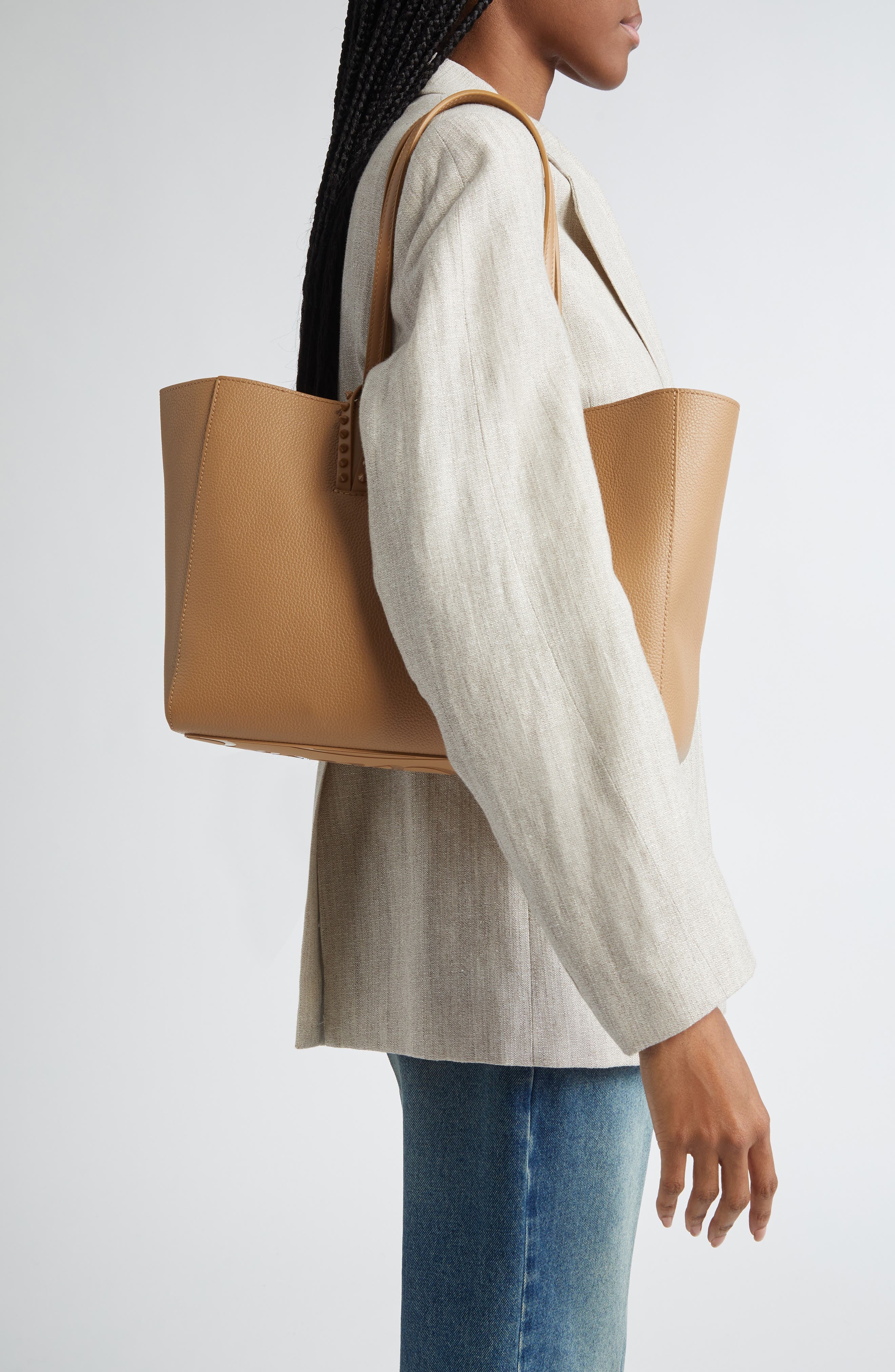 Christian Louboutin Small Cabata Soft Leather Tote in F486 Lionne at Nordstrom - 3