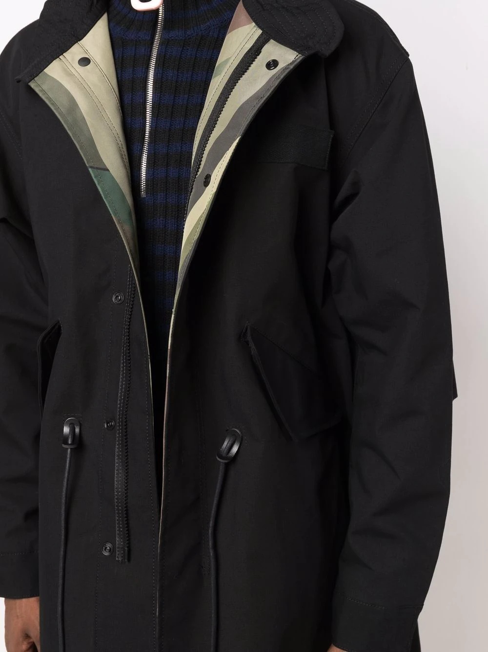 single-breasted parka coat - 5