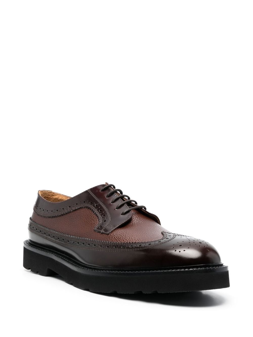 lace-up leather brogue shoes - 2