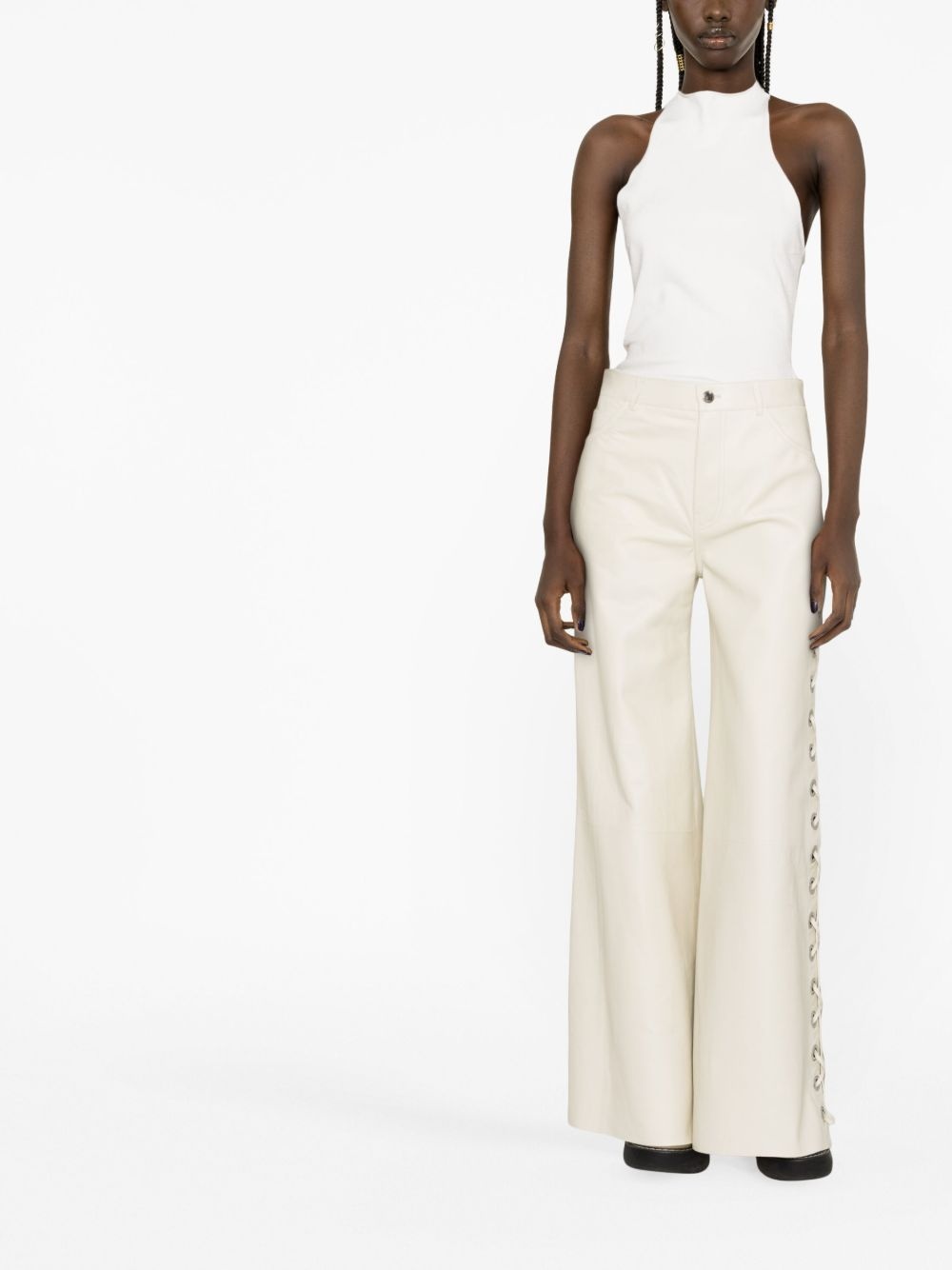 lace-up leather trousers - 2