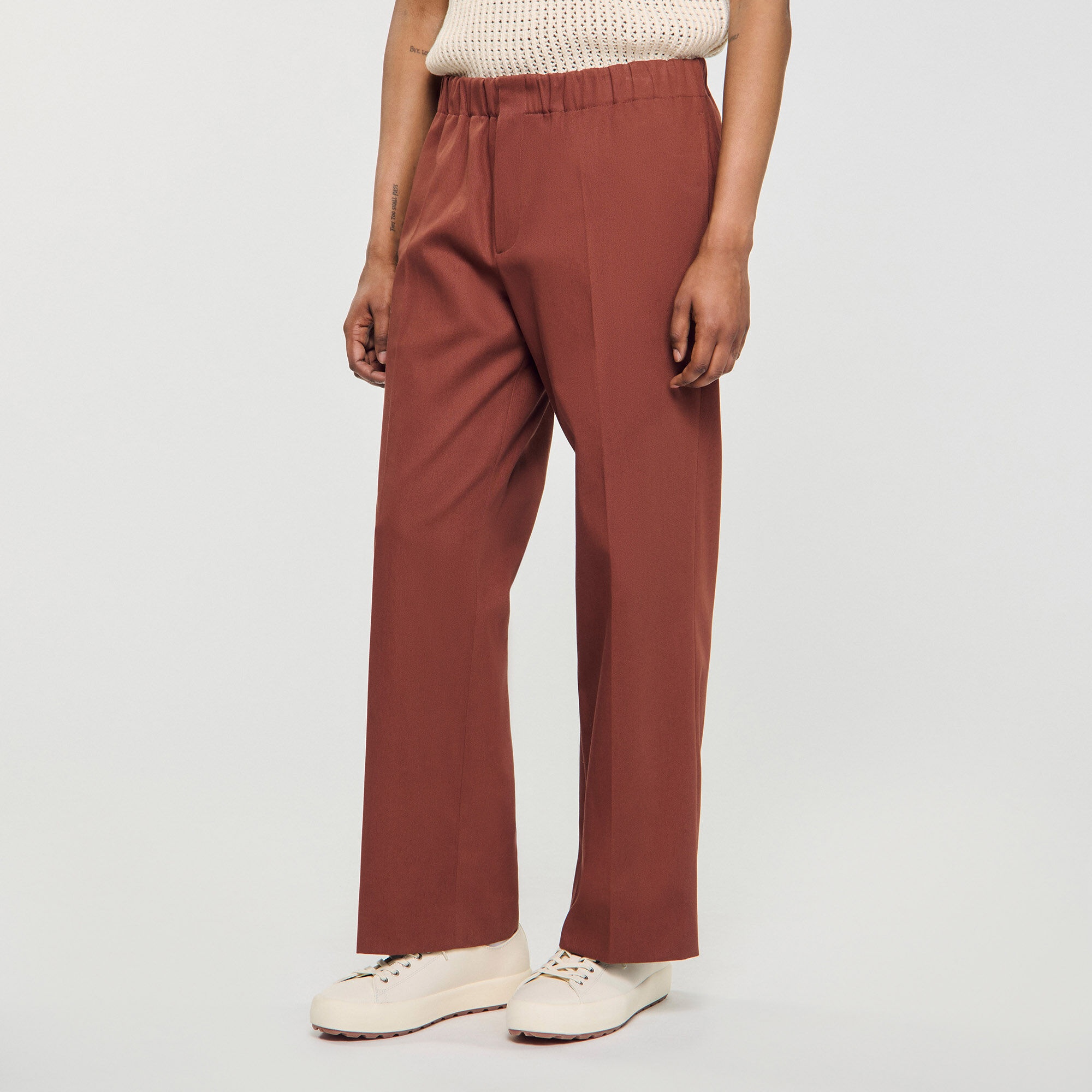 ELASTICATED WIDE-LEG COTTON TROUSERS - 4