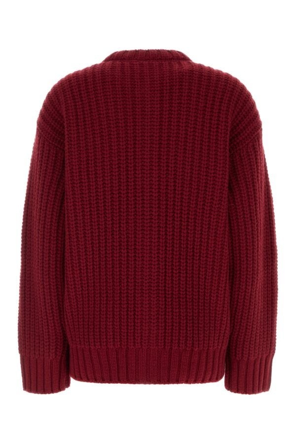 Blumarine Woman Burgundy Wool Blend Cardigan - 2