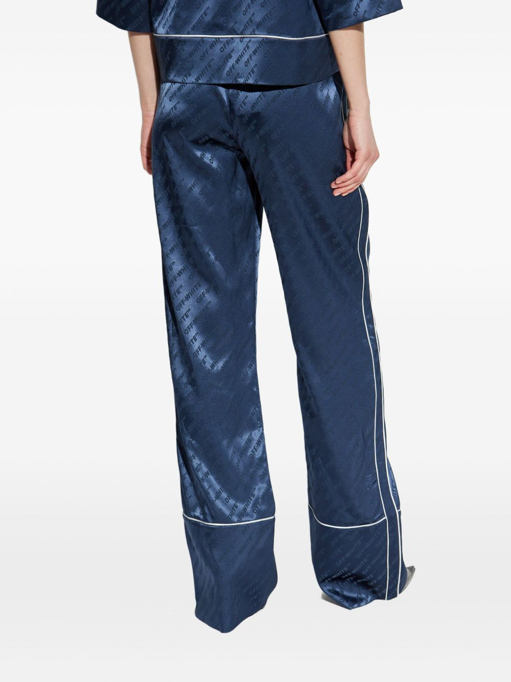 logo-pattern piped trousers - 4