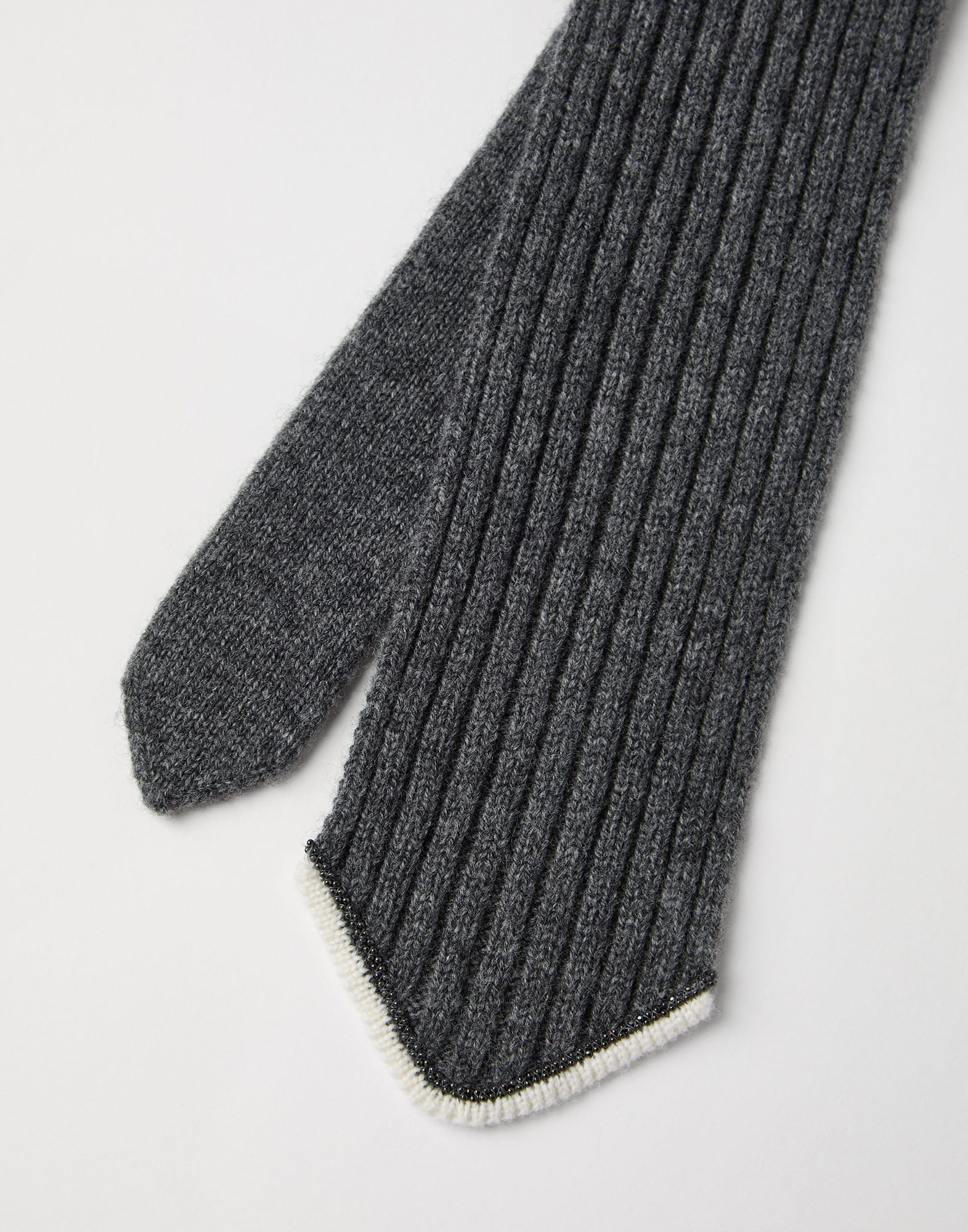 Virgin wool, cashmere and silk rib knit tie with monili - 2