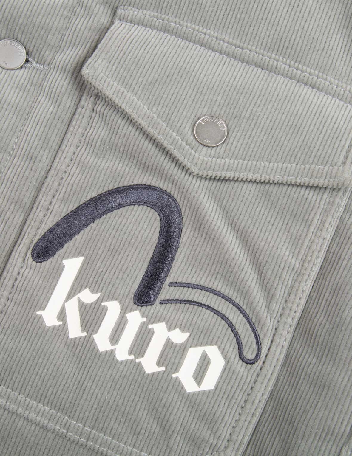 Logo Embroidered Corduroy Shirt Jacket with Sleeves Blocking - 11
