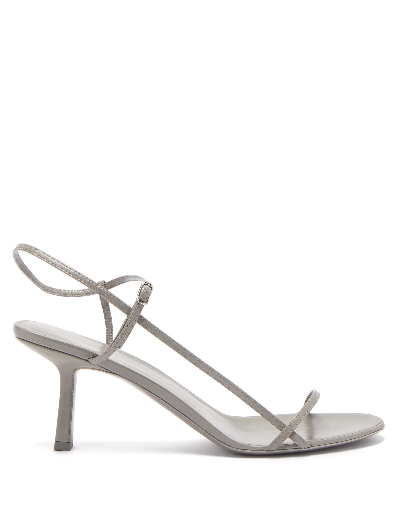 Bare mid-heel leather sandals - 1