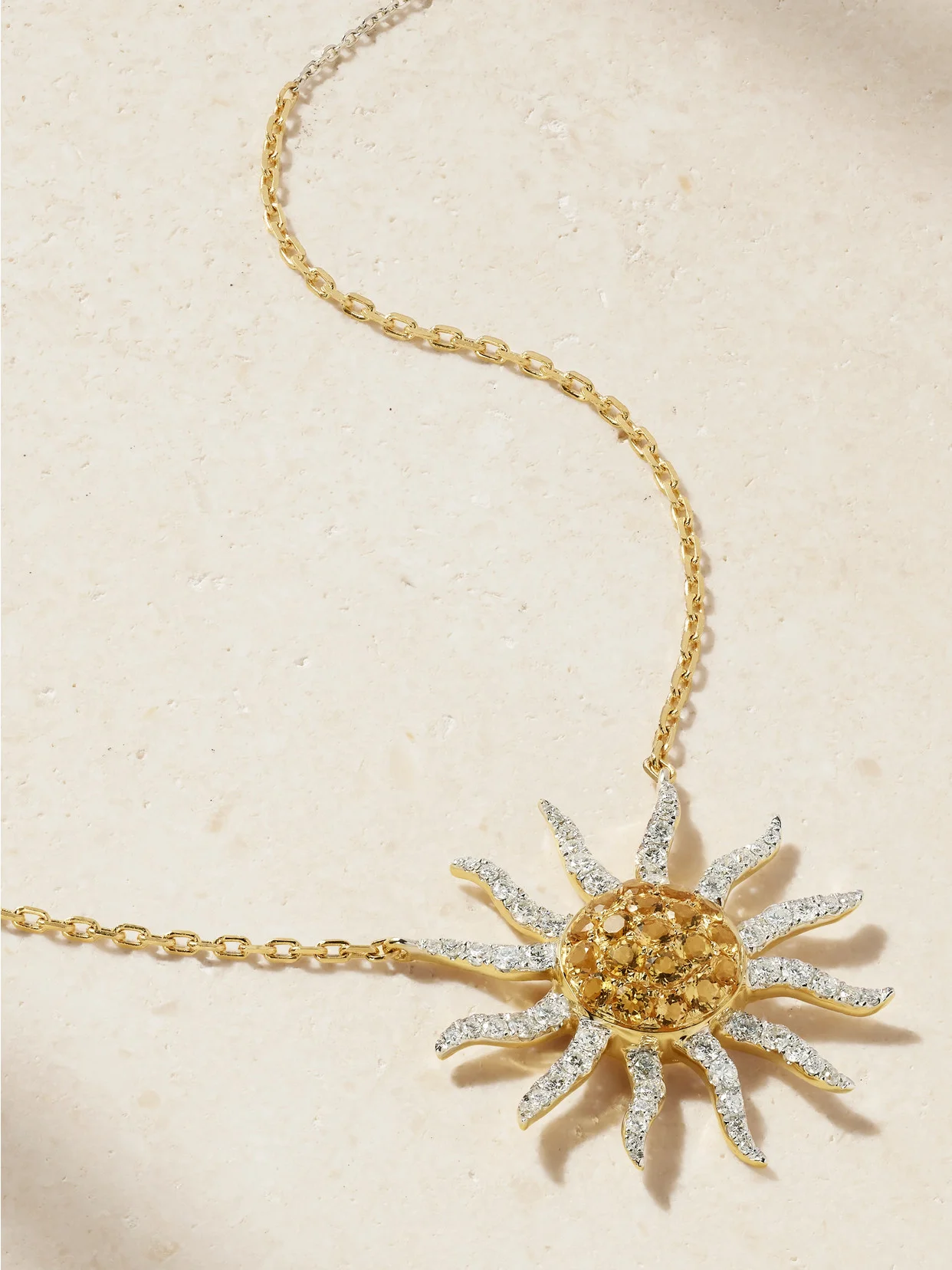 Soleil 18-karat White And Yellow Gold, Citrine And Diamond Necklace - 1