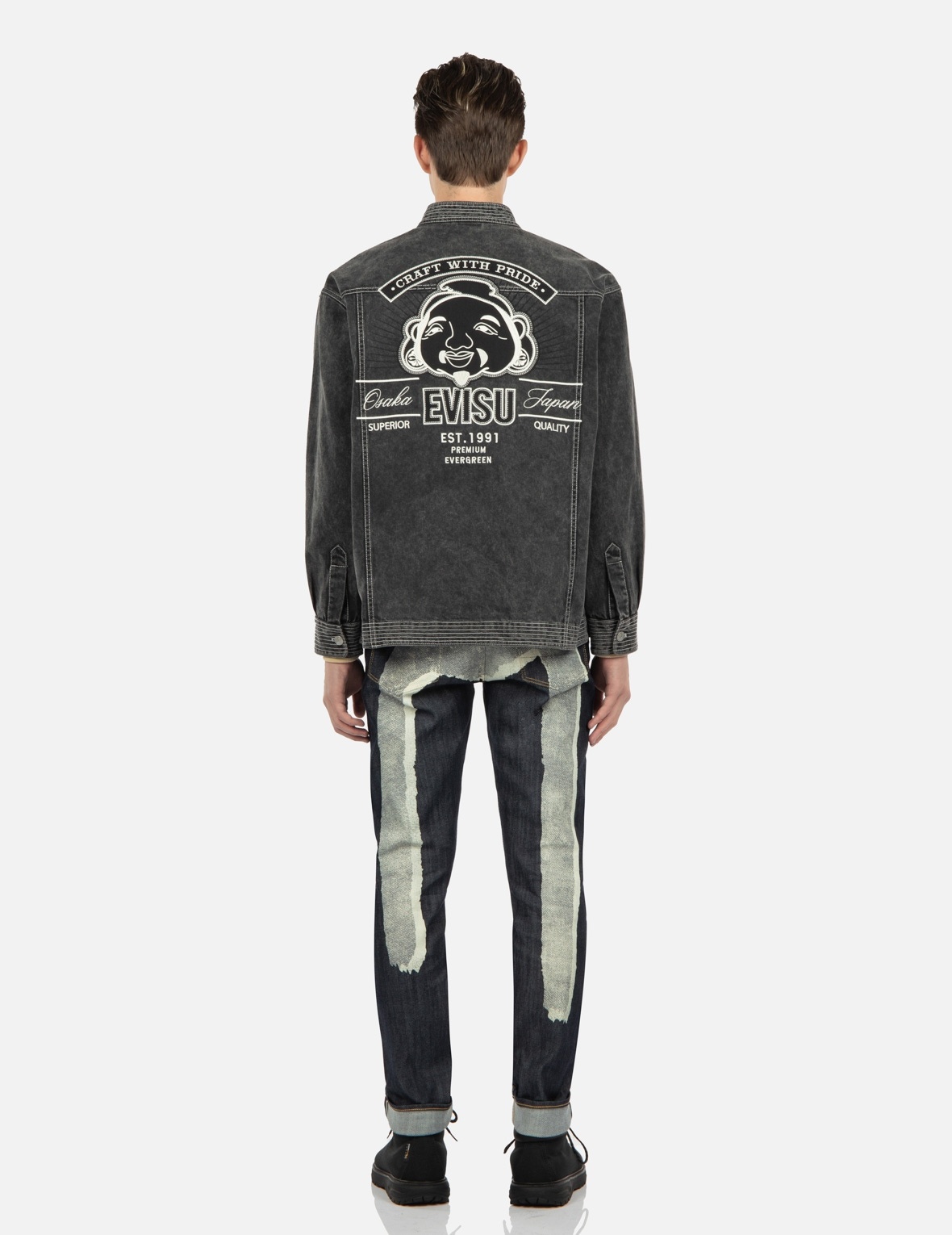 TWO-LAYER BRUSHSTROKE DAICOCK PRINT CARROT-FIT JEANS #2017 - 5