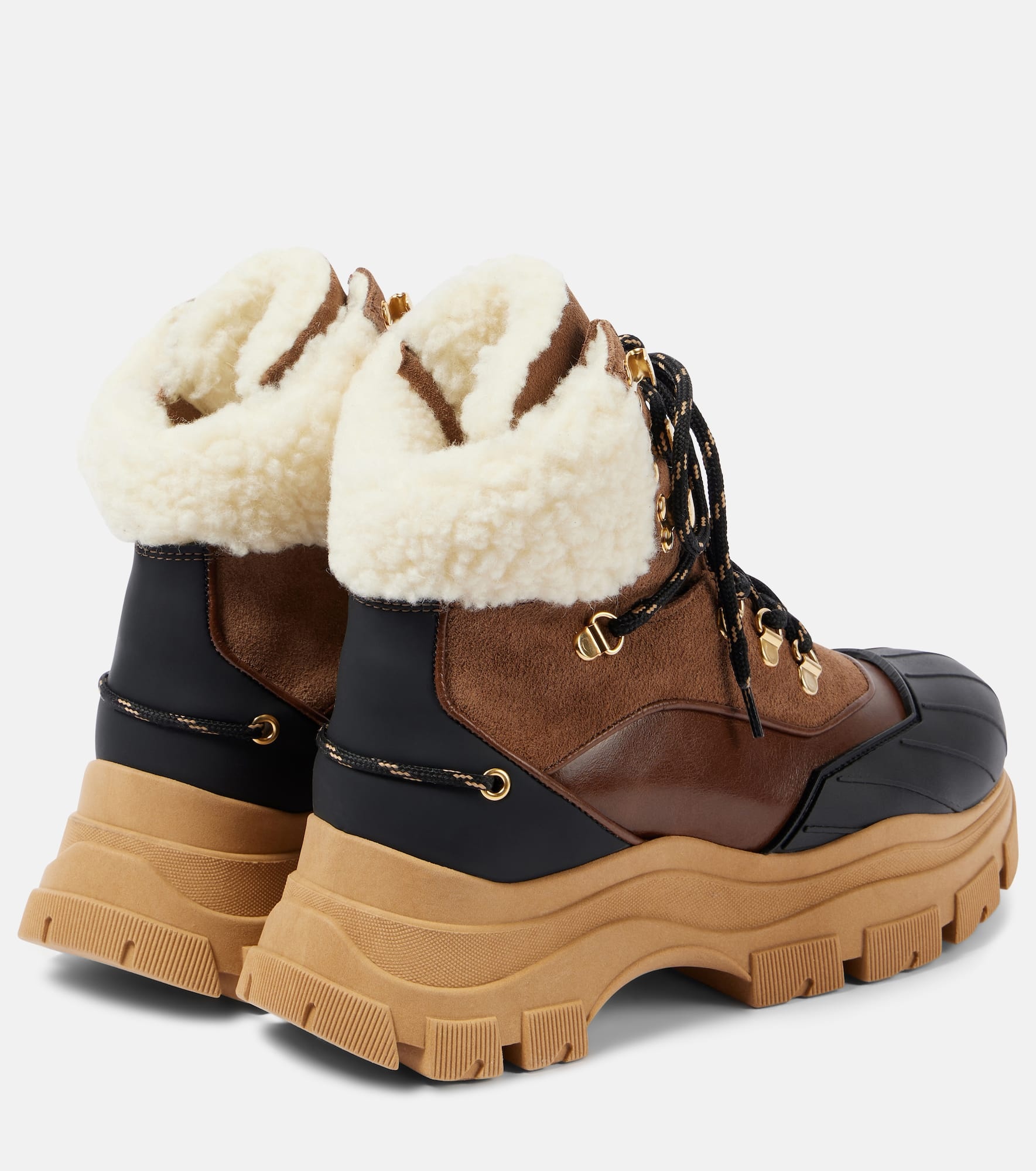 Sporty Shearling leather lace-up boots - 2