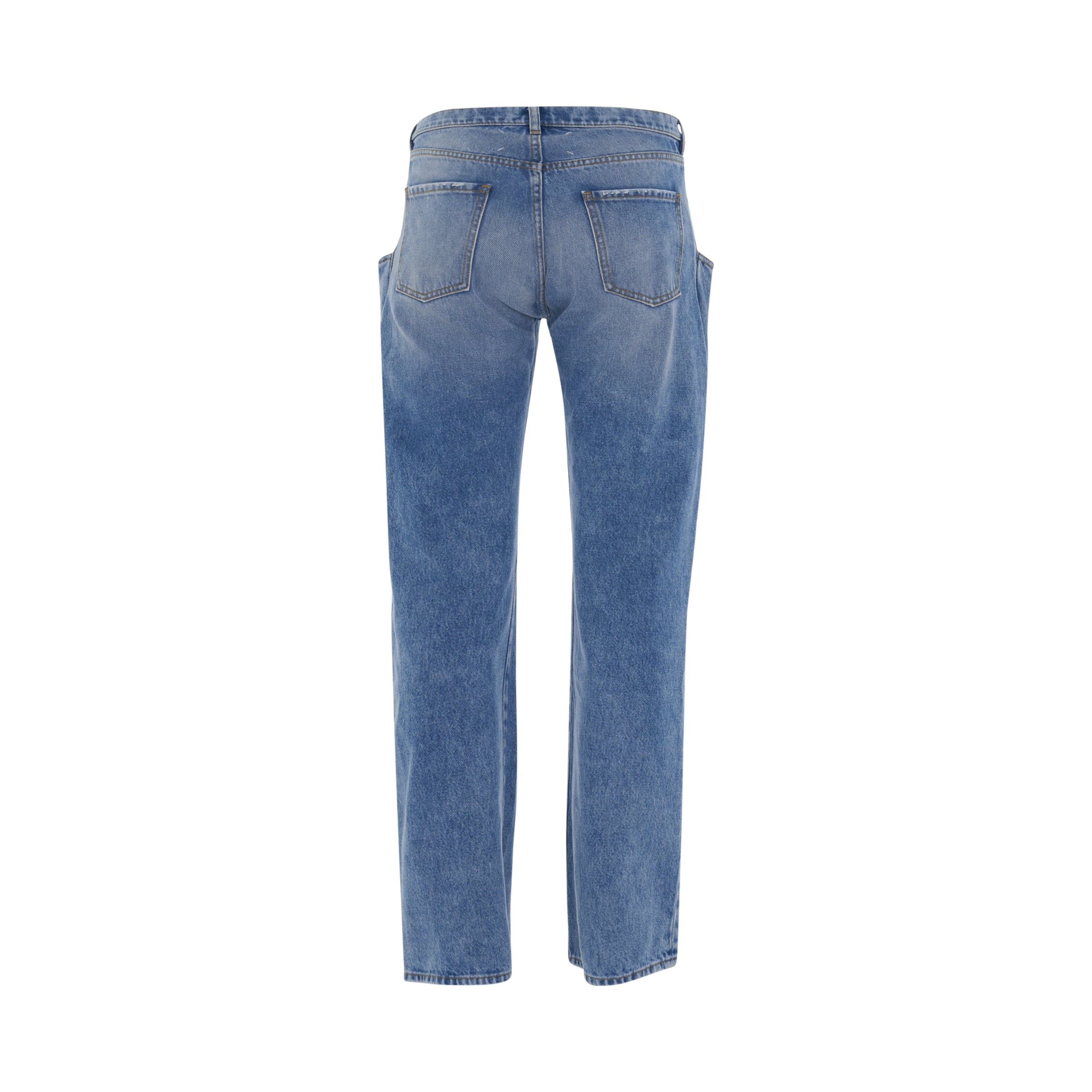 Straight Jeans with Contrasted Pockets - 4