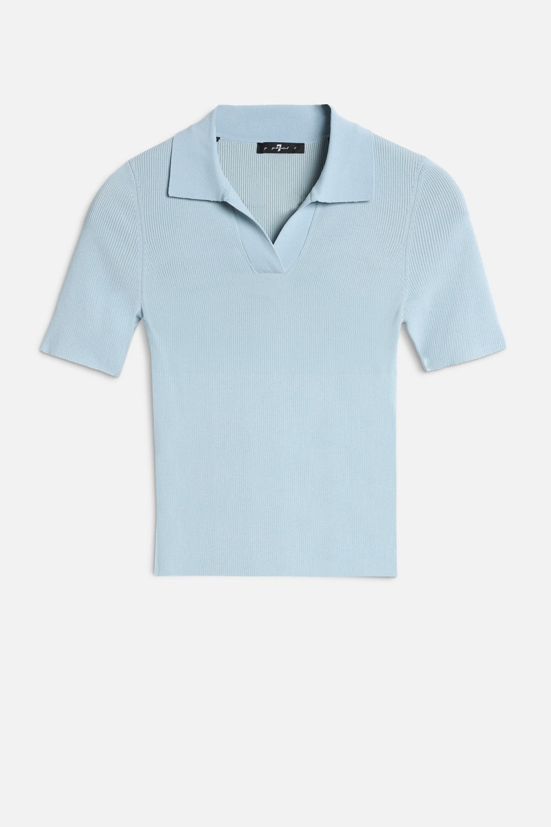 SHORT SLEEVE POLO SWEATER in Sky Blue 1