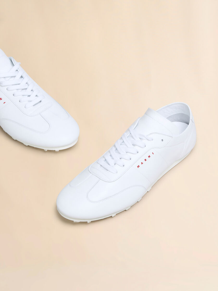 WHITE NAPPA LEATHER SOFTY SOCCER SNEAKER - 4