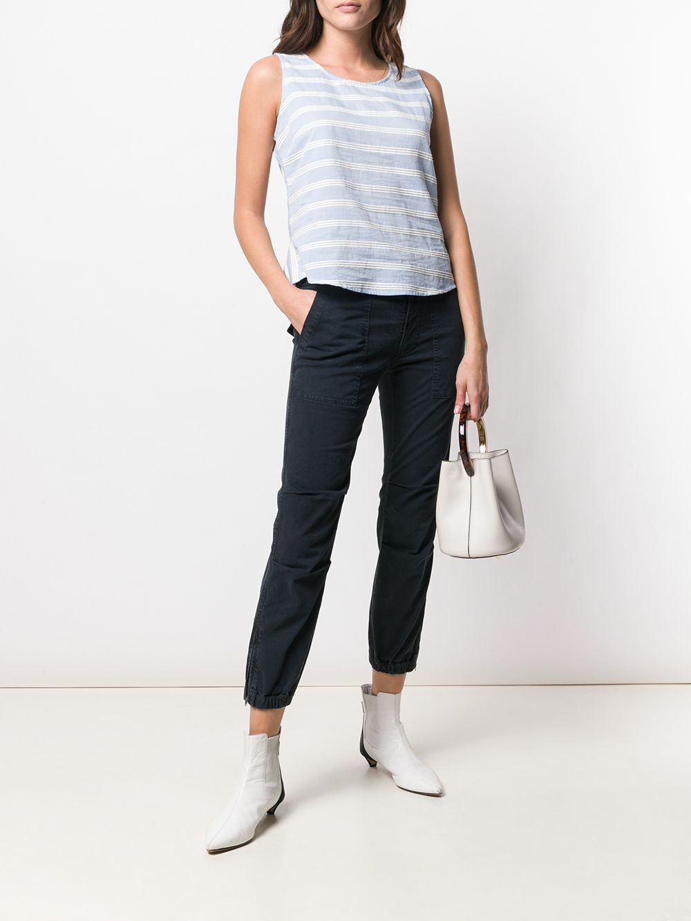 elasticated hem cropped trousers - 2