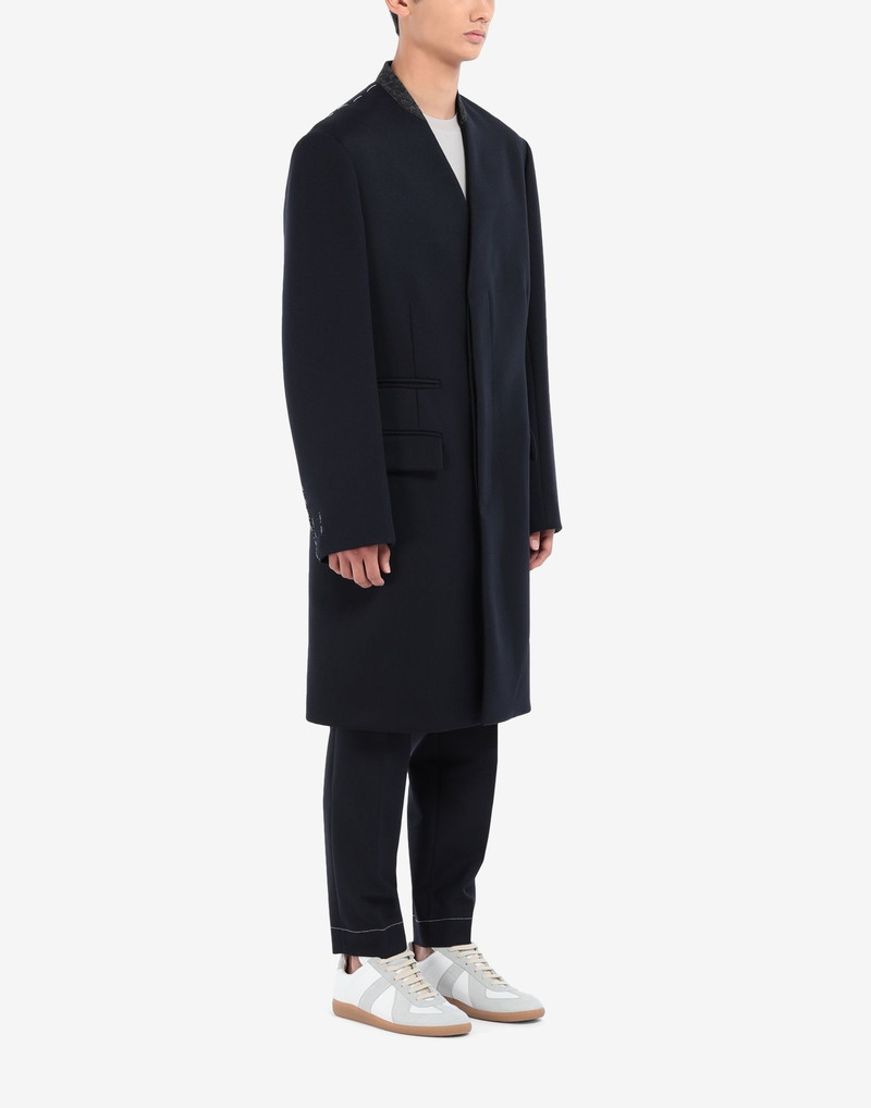 Collarless twill coat 4