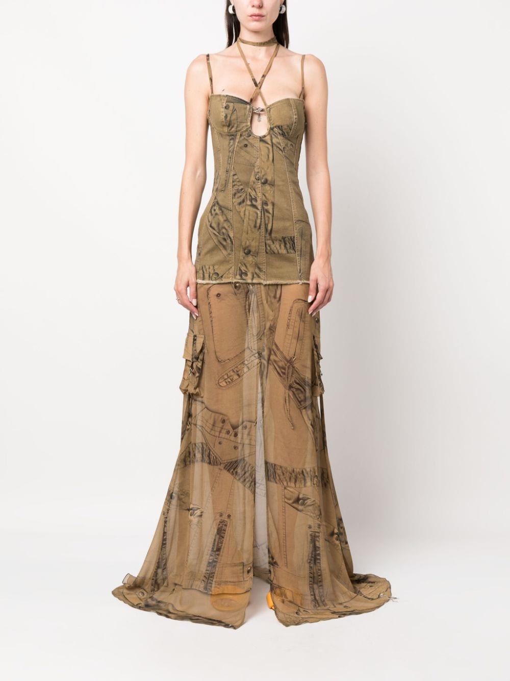 graphic-print semi-sheer dress - 2