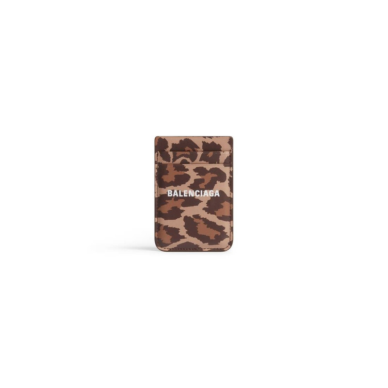 Women's Cash Magnet Card Holder With Leopard Print in Beige 1