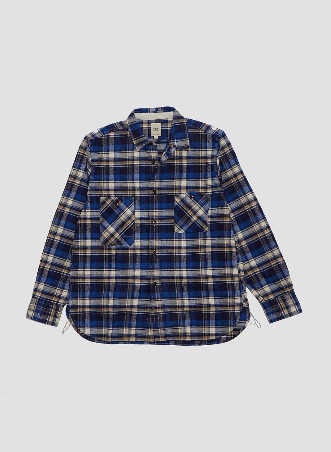 FOB Factory Heavy Nel Work Shirt Blue - 1