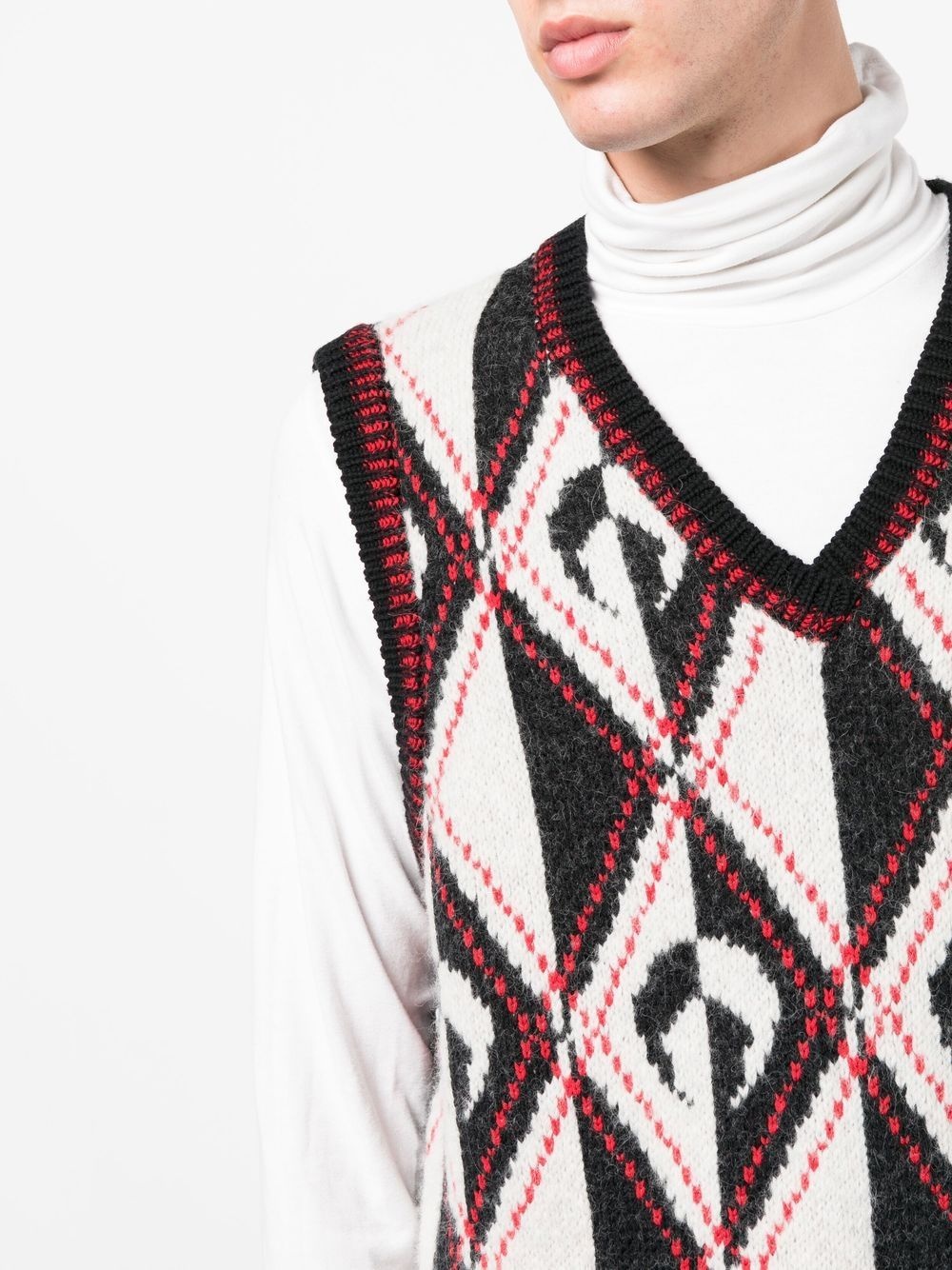 intarsia-knit logo vest - 5
