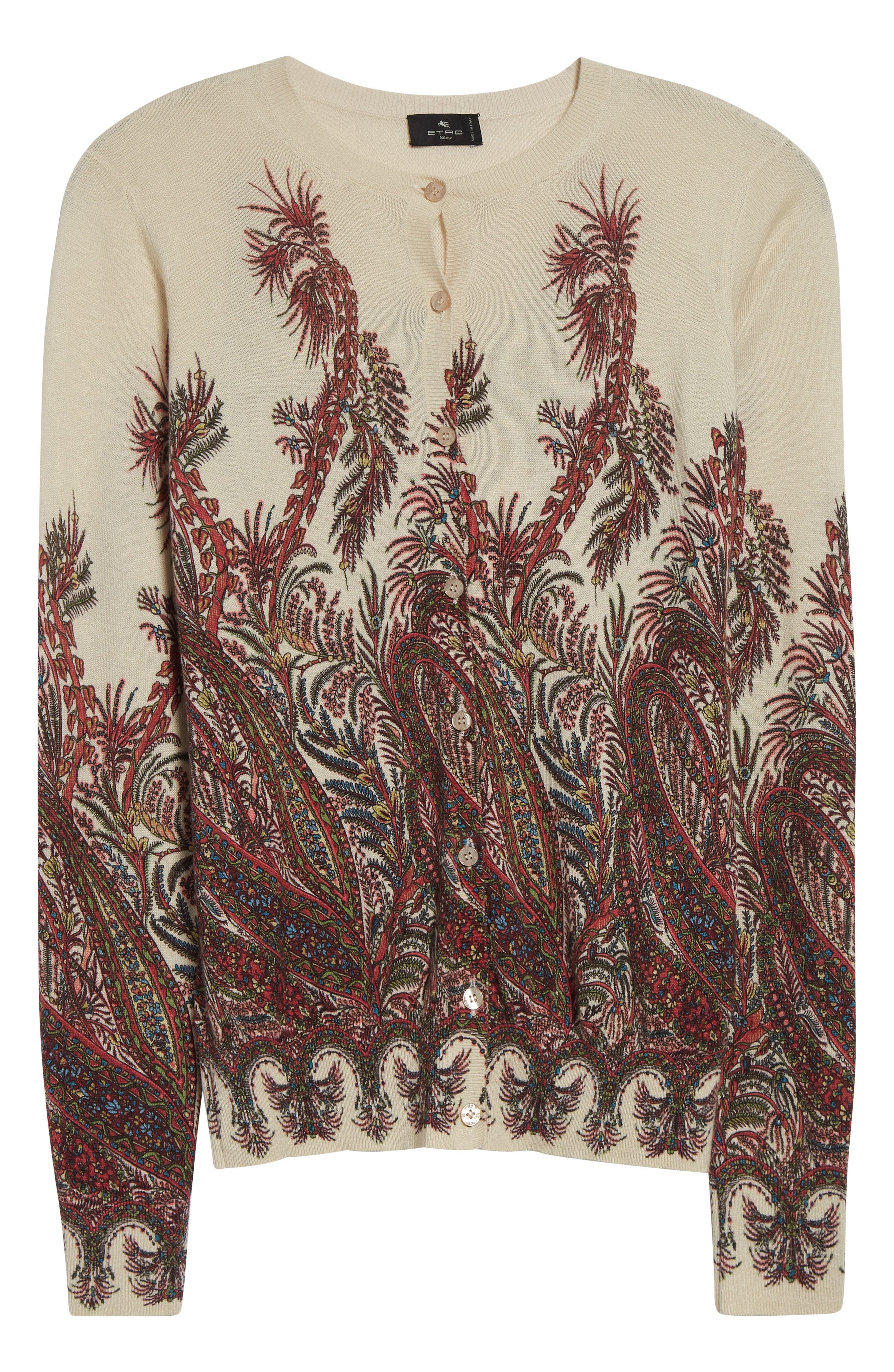Etro Floral Paisley Silk & Cashmere Cardigan in Stampa F.do Bianco at Nordstrom - 6