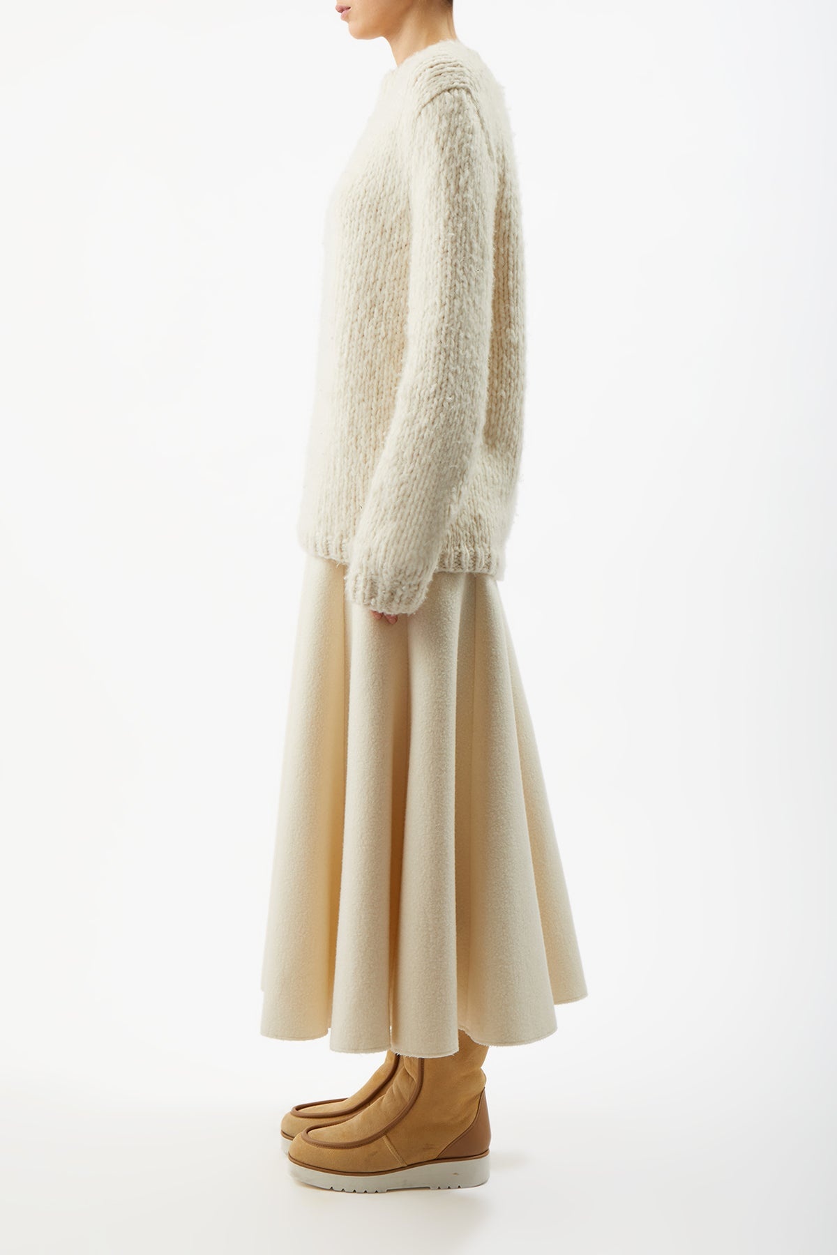 Lawrence Sweater in Ivory Welfat Cashmere - 3