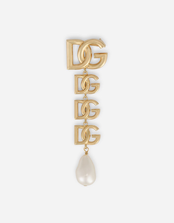 DG multi-logo brooch with pearl embellishment - 1