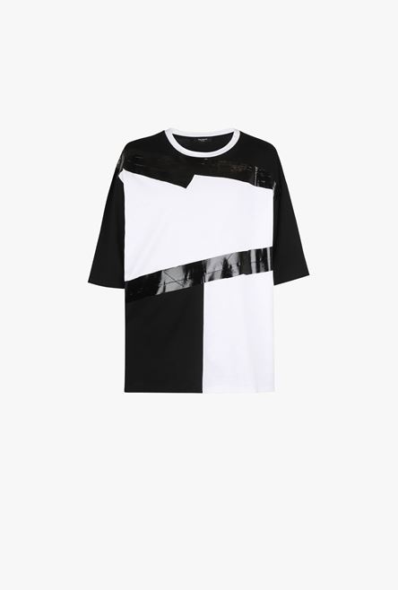 Oversized white and black eco-designed cotton T-shirt - 1