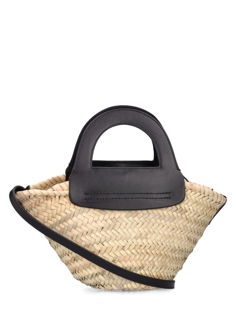 Mini Cabas leather & raffia tote bag - 6