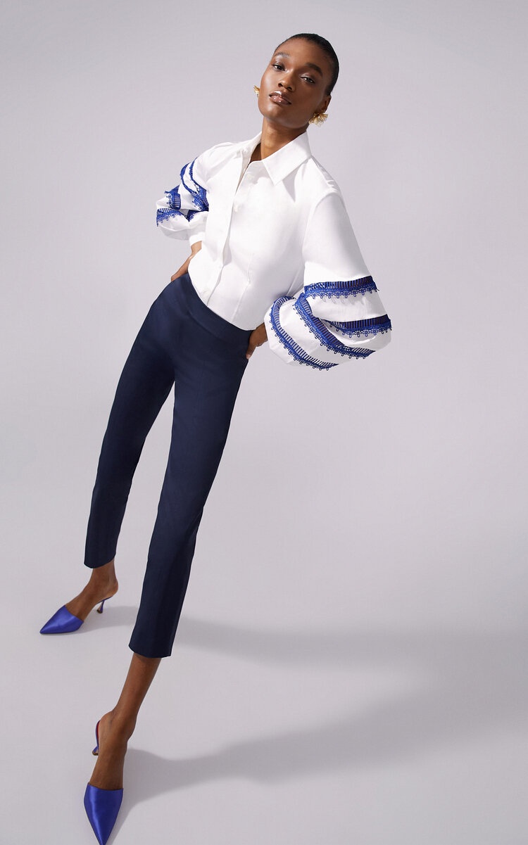 Embroidered Cotton Poplin Shirt white - 2