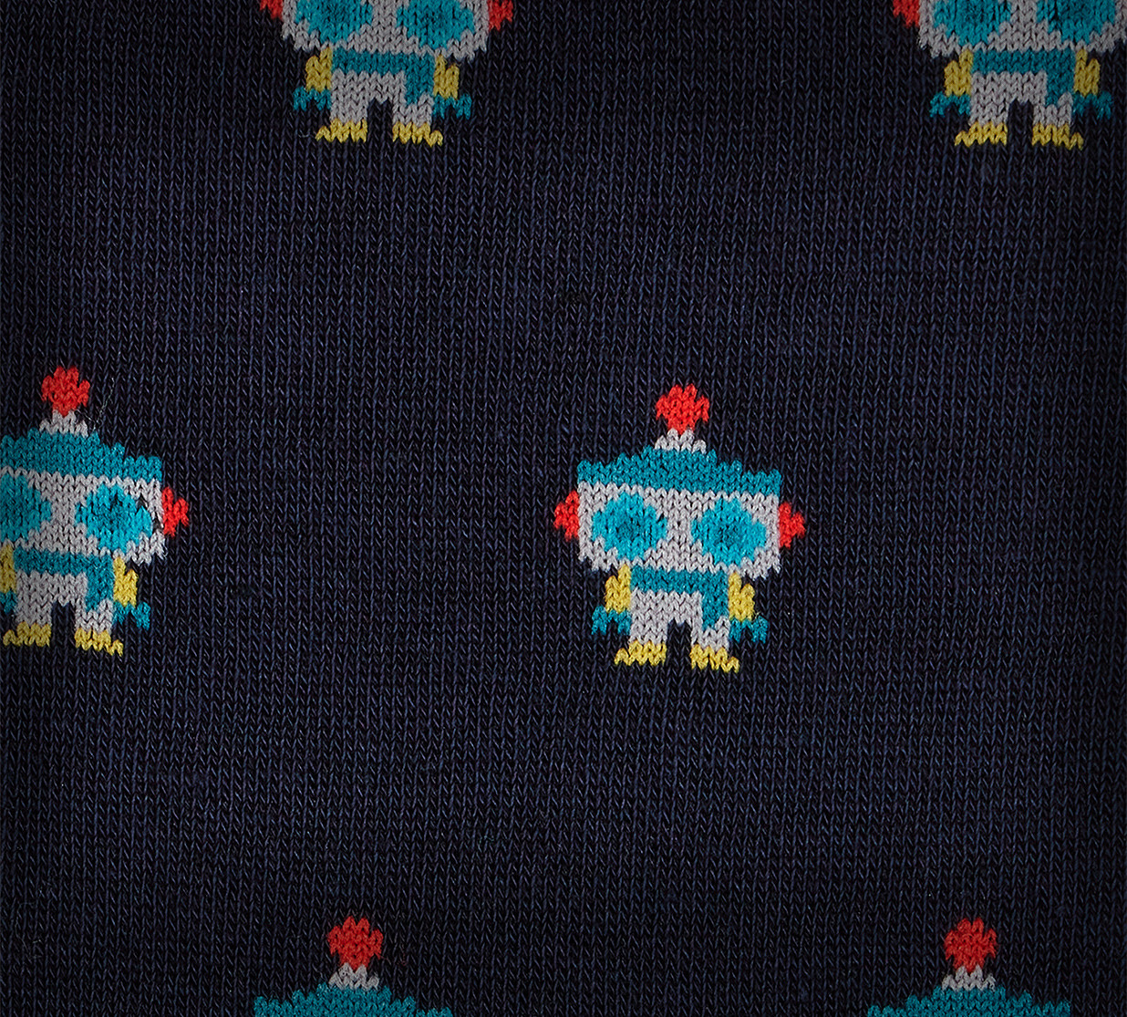 Dark Blue Cotton-Blend 'Robot' Socks - 3