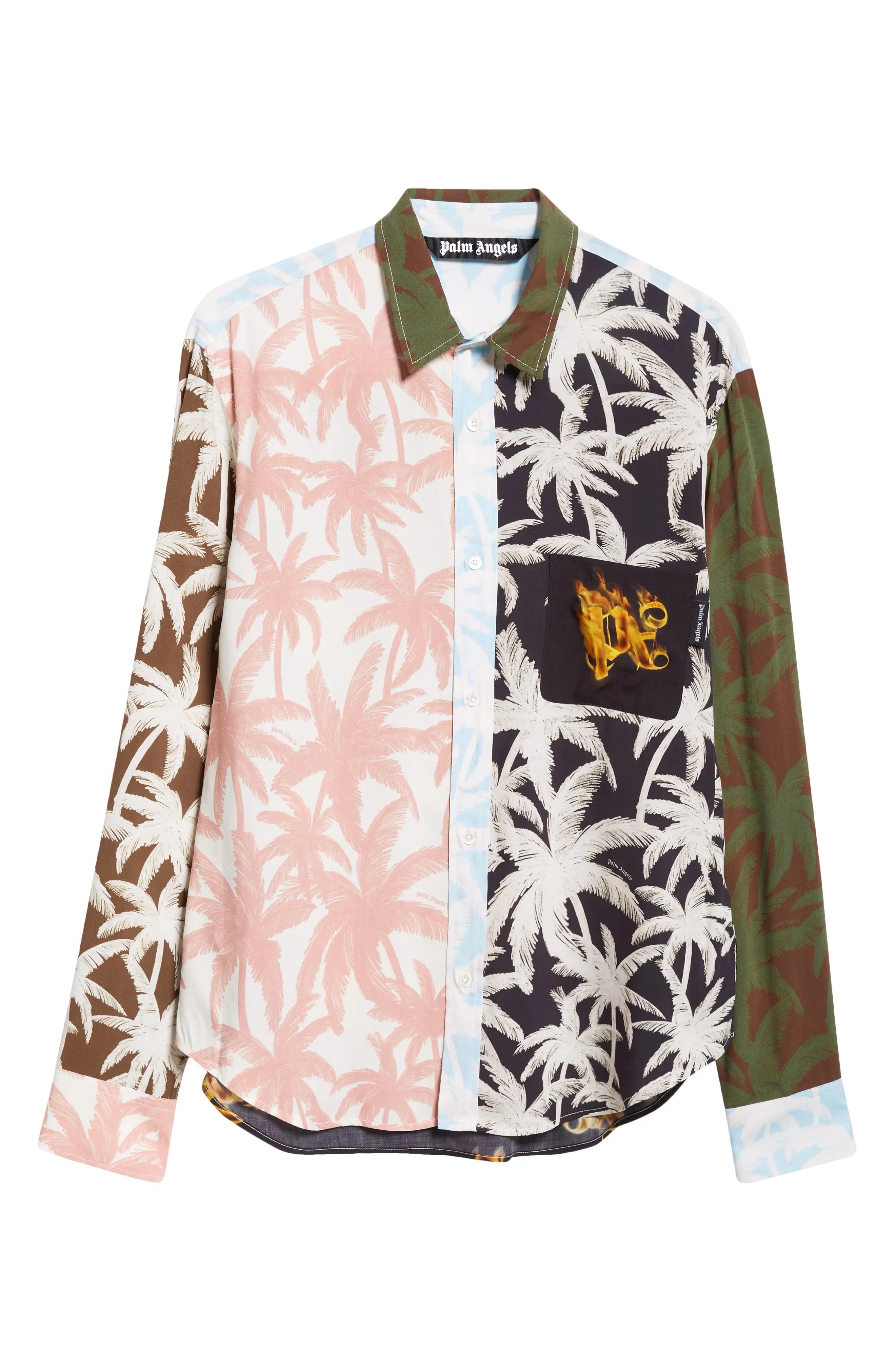 Burning Monogram Palm Print Button-Up Shirt - 6