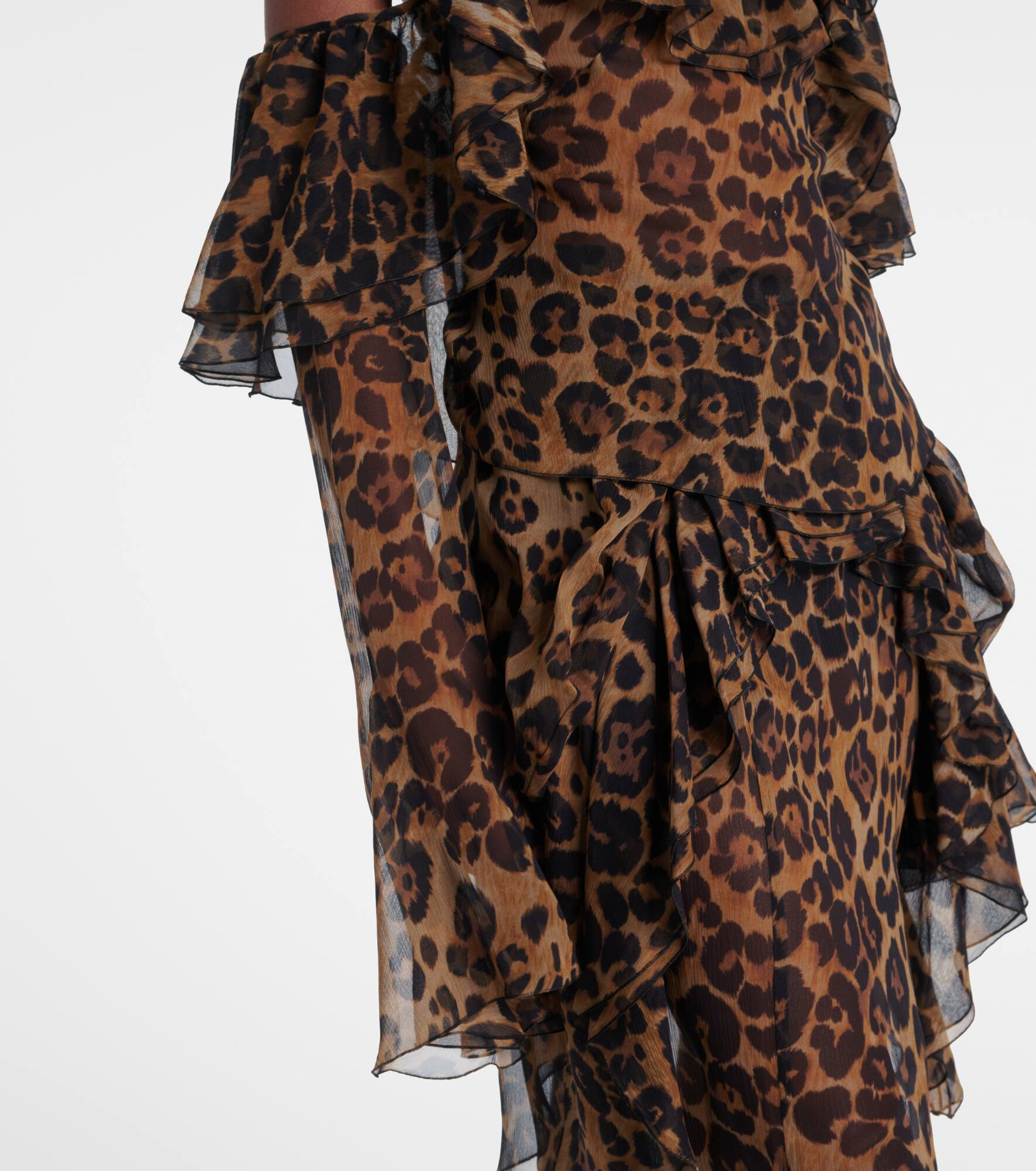 Leopard-print draped silk top - 5
