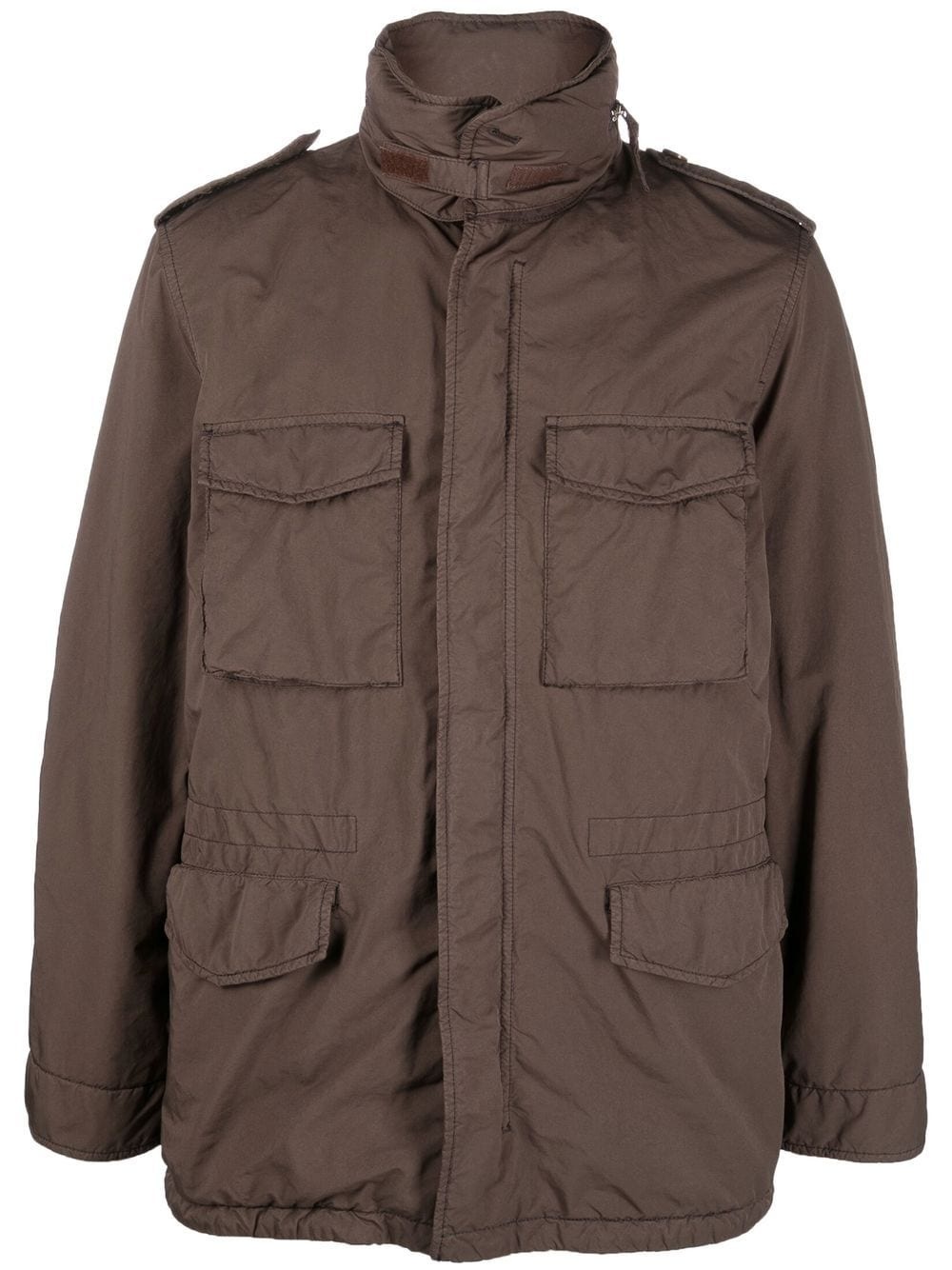 cargo-pocket hooded coat - 1