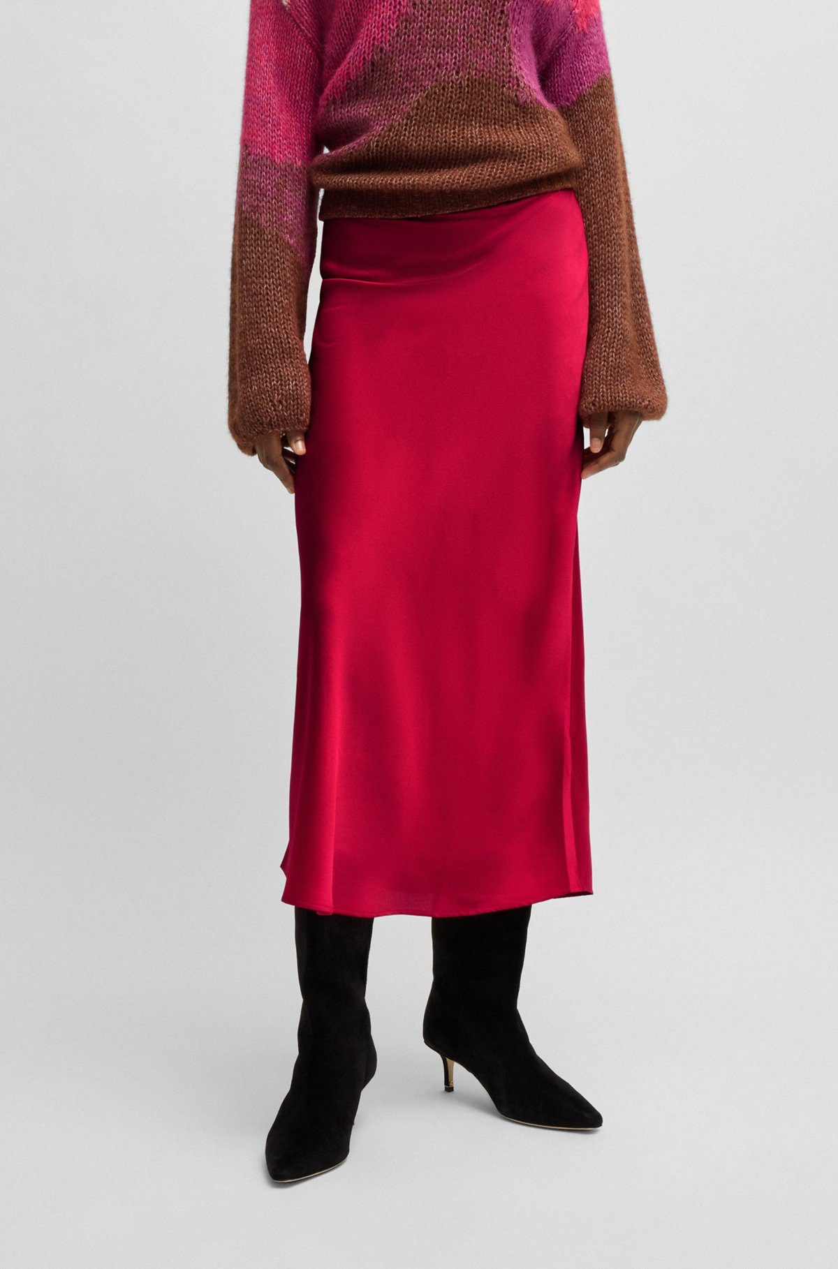 MIDI-LENGTH SKIRT IN HAMMERED SATIN - 2