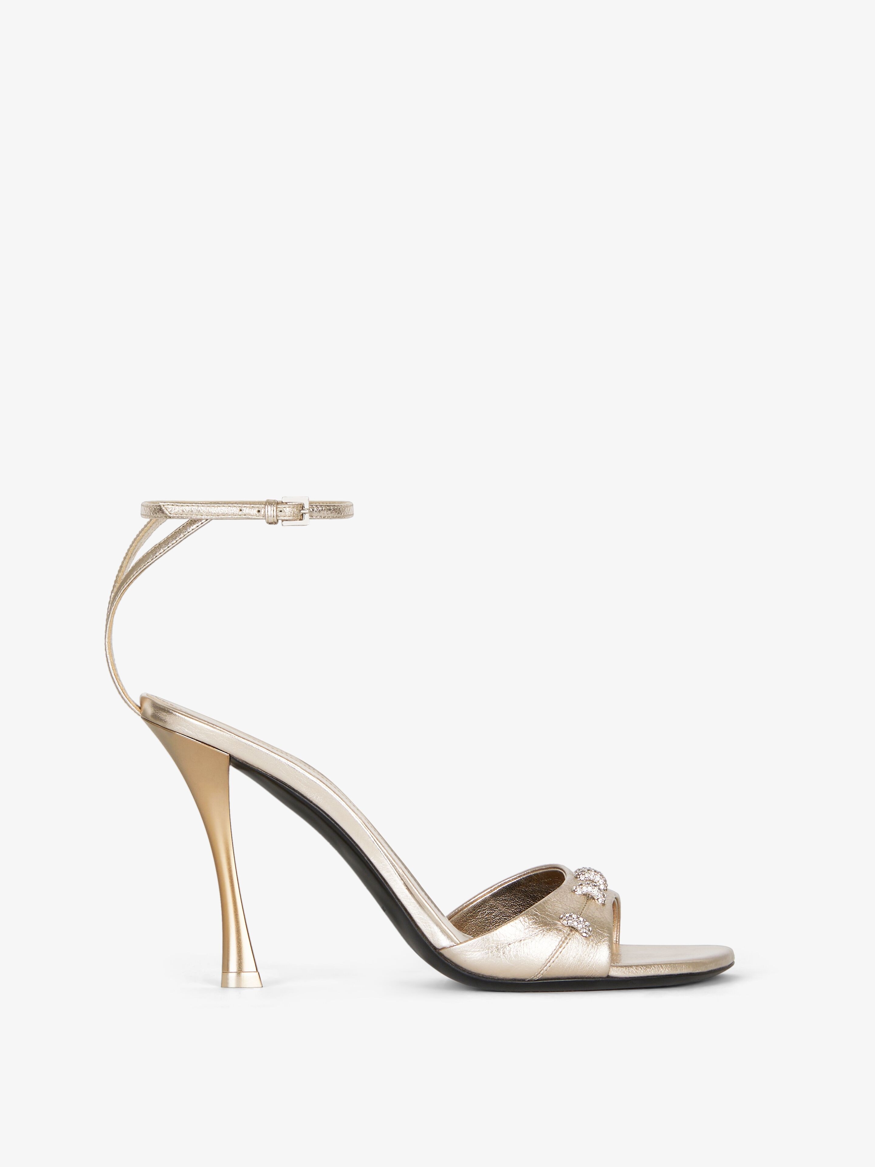 STITCH SANDALS IN LAMINATED LEATHER WITH CRYSTALS - 1
