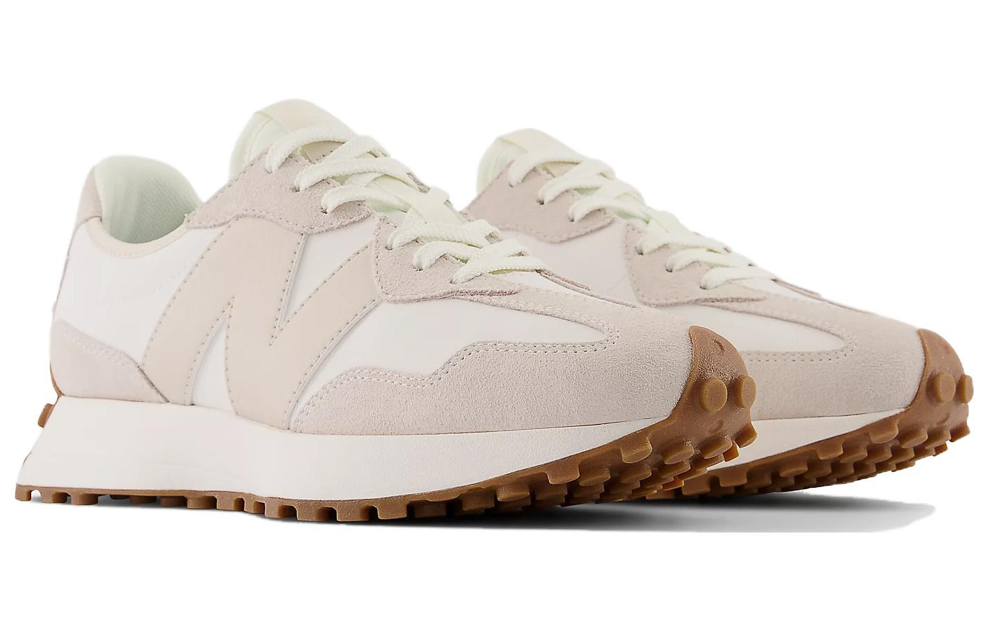 (WMNS) New Balance 327 Beige White Gum Pink WS327AN - 3
