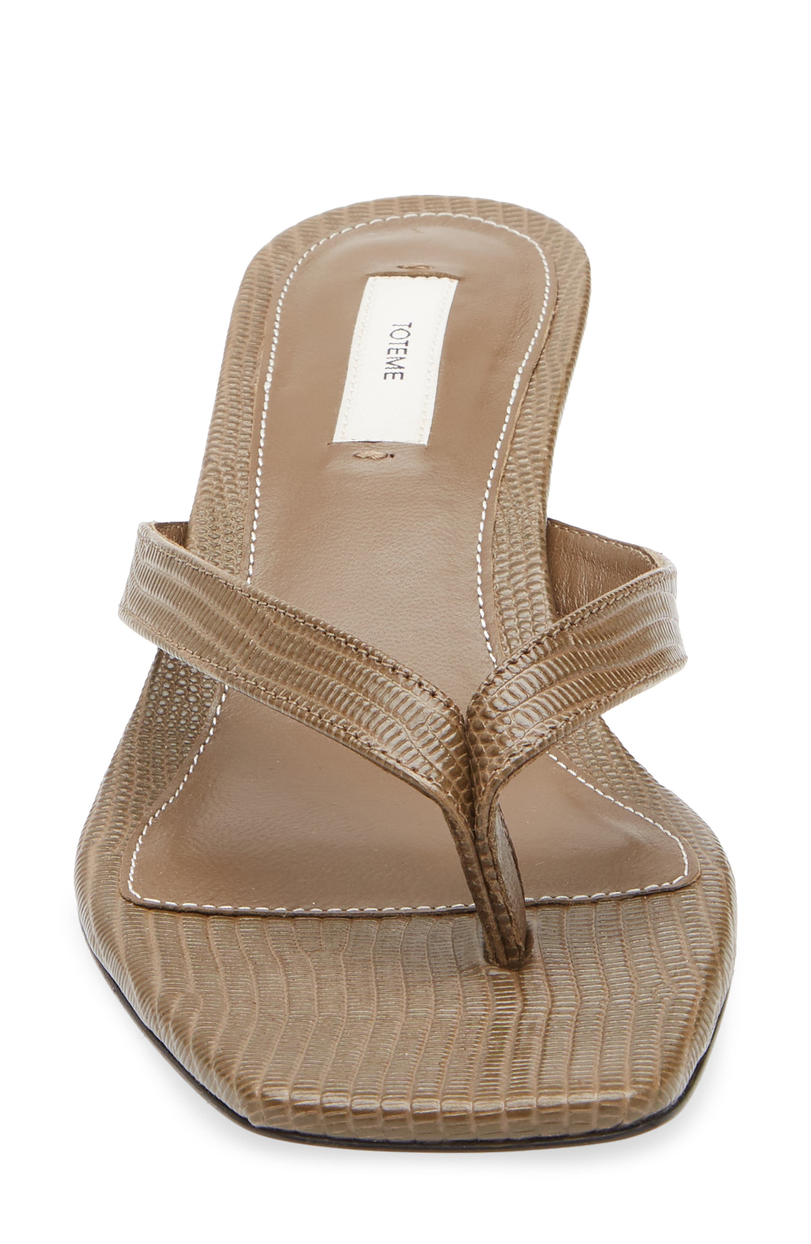 TOTEME Lizard Embossed Kitten Heel Flip Flop in Dark Olive at Nordstrom - 4