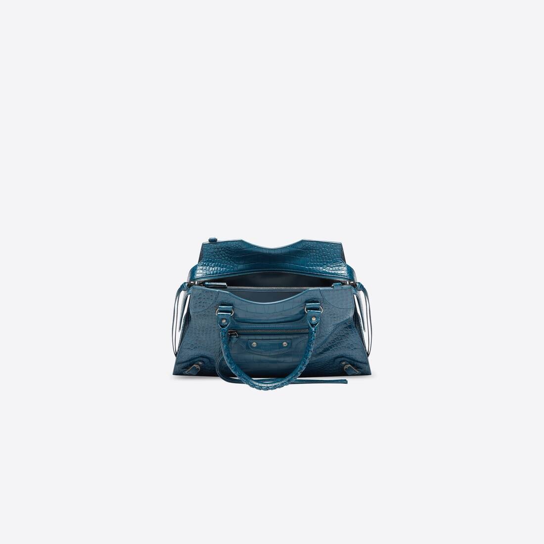 Men's Neo Classic Medium Handbag Crocodile Embossed in Blue - 5