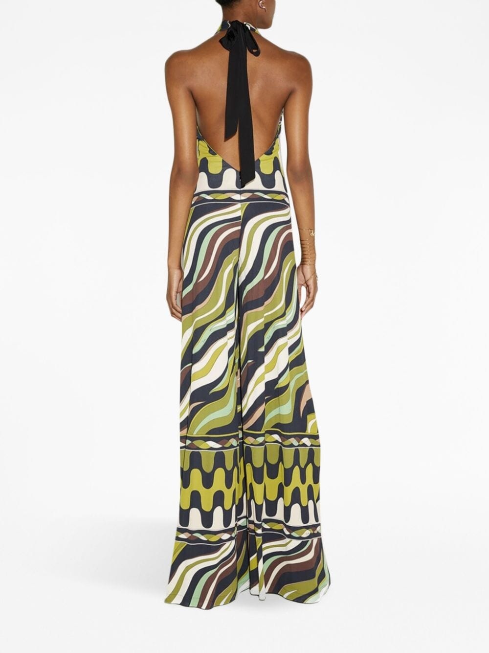 Fiamme-print halterneck jumpsuit - 3