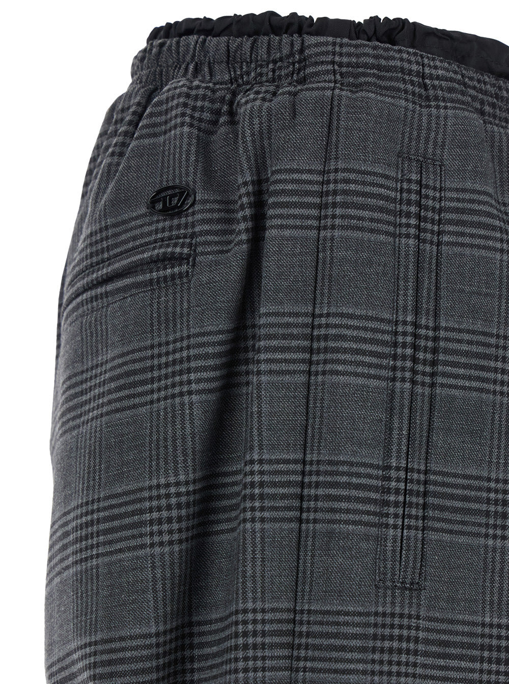 Diesel Men 'P-Tilson' Grey Pants With Logo Detail On The Rear And All-Over Check Motif In Wool Blend - 3