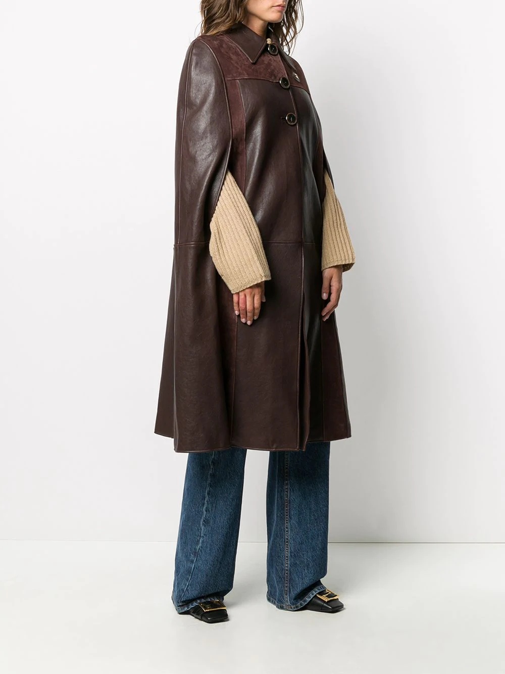 panelled cape coat - 3