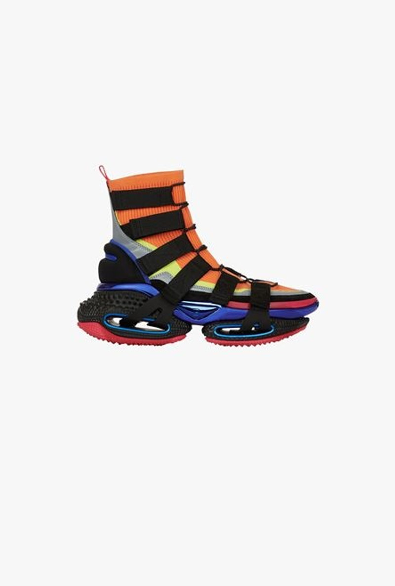 Multicolore suede and knit B-Bold sneakers with straps 1