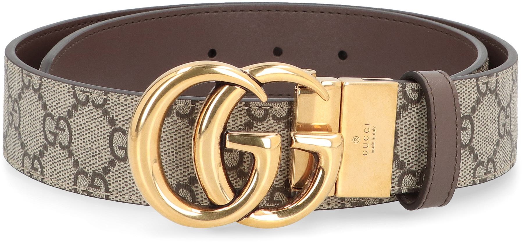 GUCCI GUCCI LEATHER AND GG SUPREME FABRIC REVERSIBLE BELT