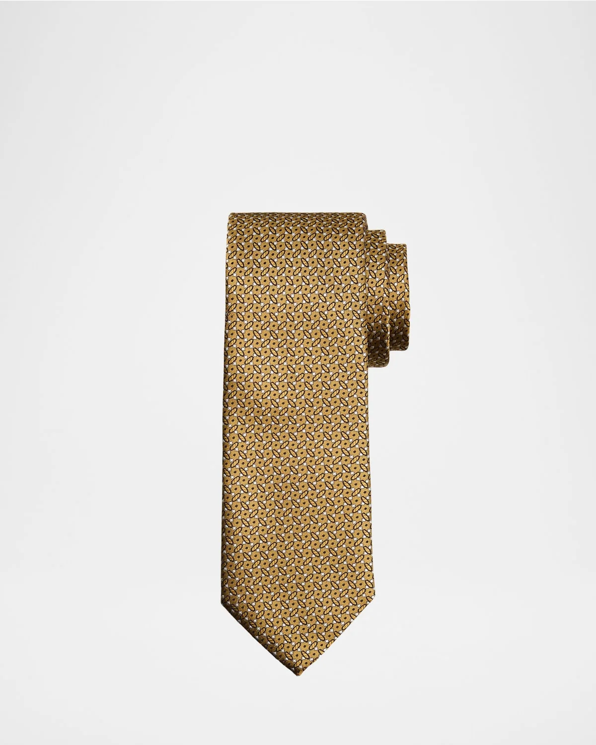Men's Micro-Geometric Jacquard Silk Tie - 1