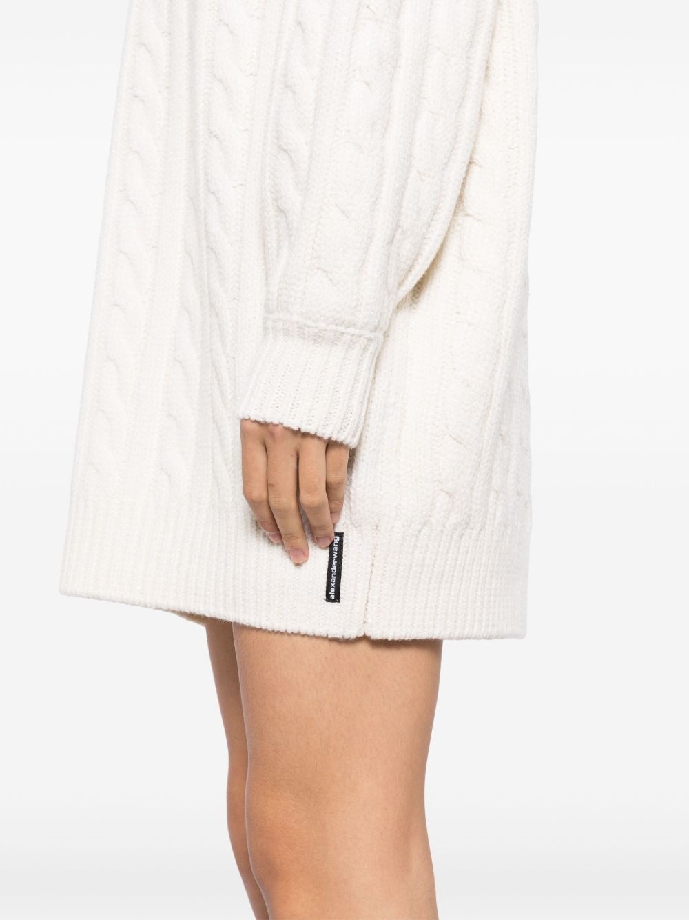 bead-hotfix cable-knit dress - 5