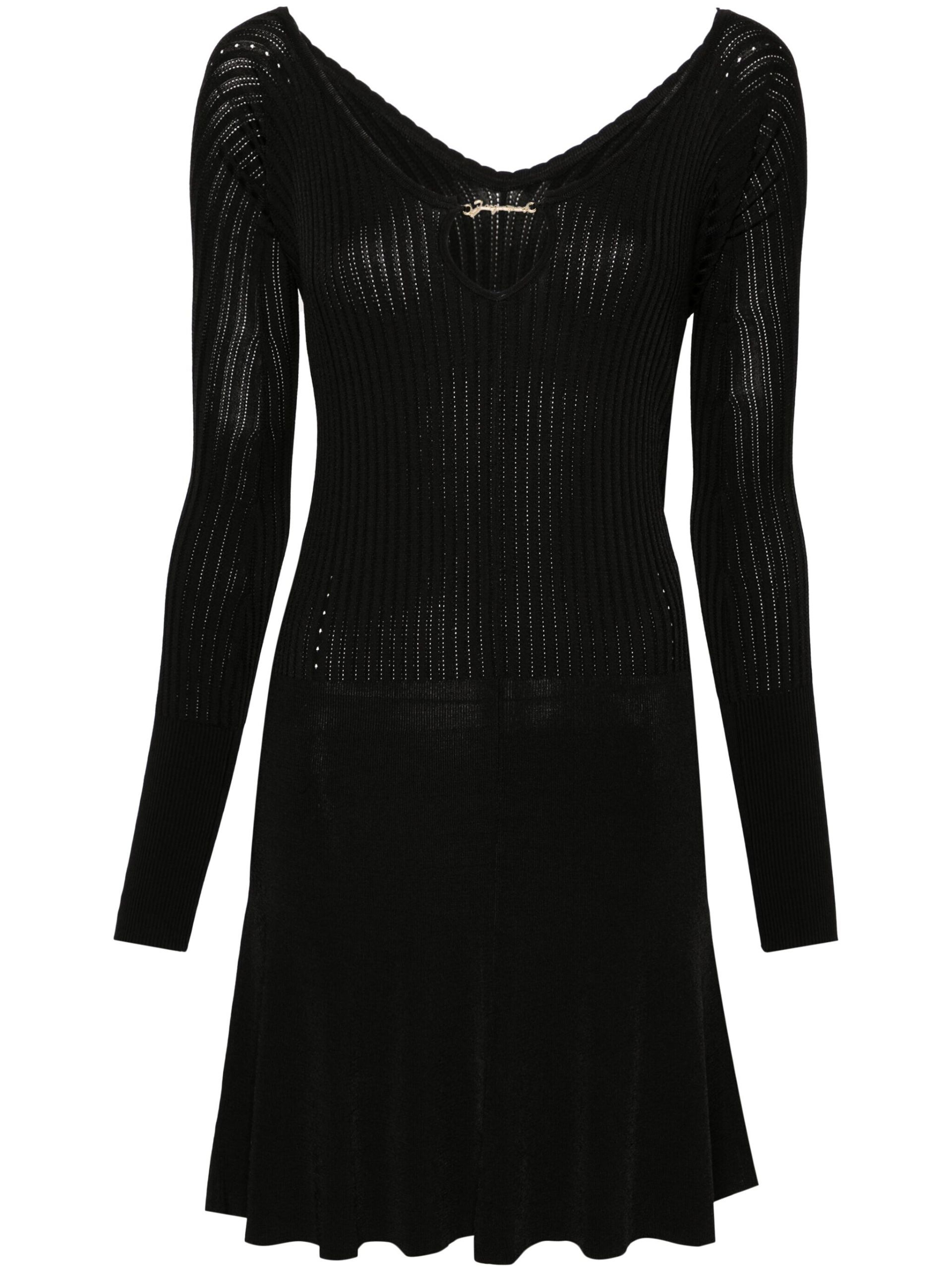 black Pralu logo-plaque ribbed dress - 1