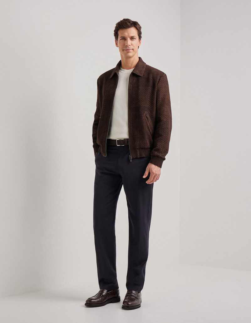 Canali WHITE MICROSTRUCTURED COTTON T-SHIRT WITH CLOSED HEM outlook