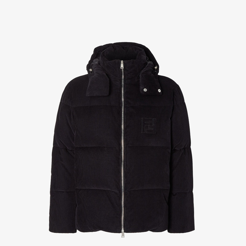 Puffer jacket Black corduroy down jacket 1